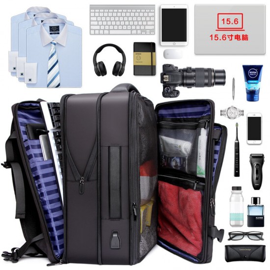 14 Inch Large-Capacity Macbook Storage Bag Multifunction with USB Charging Port Waterproof Travel Backpack