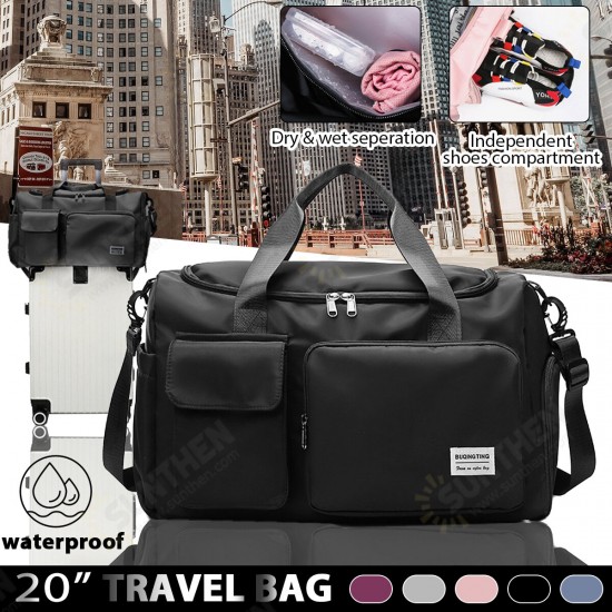 20inch Waterproof Outdoor Travel Bag Large Capacity with Shoes Compartment Storage Bag Short Tour Weekender Sports Gym Duffel Bag Luggage Shoulder Bag