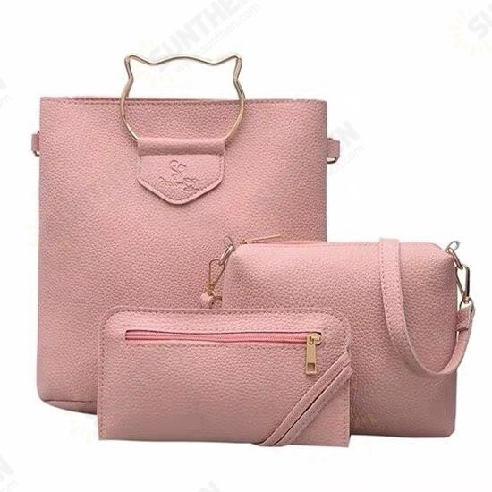 3PCS/ Set Fashion PU Leather Mobile Phone Tablet Storage Shoulder Crossbody Bag Handbag Wallet Purse