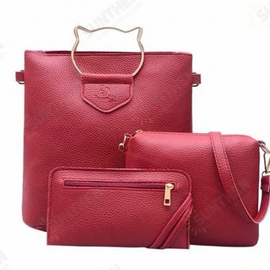 3PCS/ Set Fashion PU Leather Mobile Phone Tablet Storage Shoulder Crossbody Bag Handbag Wallet Purse