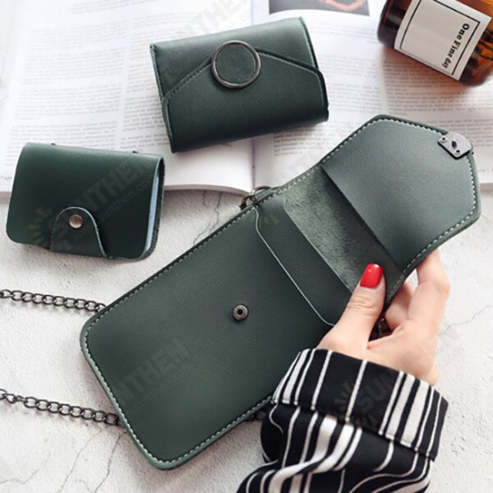 3PCS/ Set Fashion with Touch Screen Window Mobile Phone Storage Crossbody Shoulder Bag Card Holder Purse