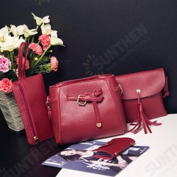4PCS/ Set Women PU Leather Large Capacity Crossbody Bag Purse Handbag Card Holder 4PCS/ Set Women PU Leather Large Capacity Crossbody Bag Purse Handbag Card Holder