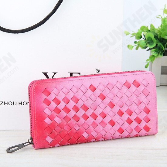 5.5 Inch Women's PU Woven Texture Long Wallet Phone Bag Handbag For iPhone 7/7 PLus Samsung S7 Edge