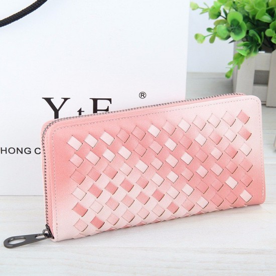 5.5 Inch Women's PU Woven Texture Long Wallet Phone Bag Handbag For iPhone 7/7 PLus Samsung S7 Edge