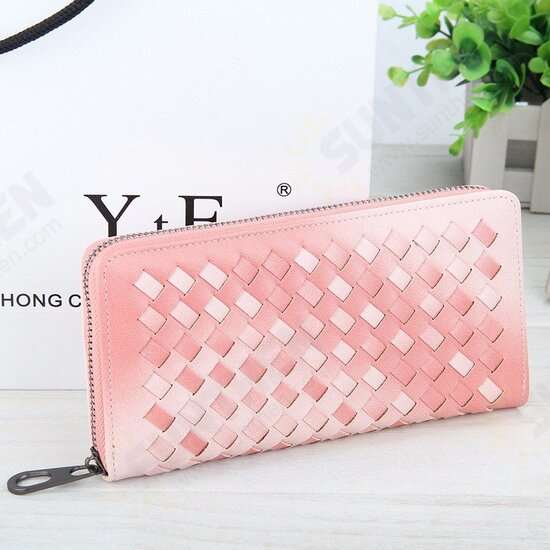 5.5 Inch Women's PU Woven Texture Long Wallet Phone Bag Handbag For iPhone 7/7 PLus Samsung S7 Edge