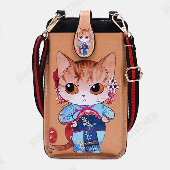 6.5 inch Causal Cartoon PU Leather Mobile Phone Storage Crossbody Bag