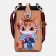 6.5 inch Causal Cartoon PU Leather Mobile Phone Storage Crossbody Bag