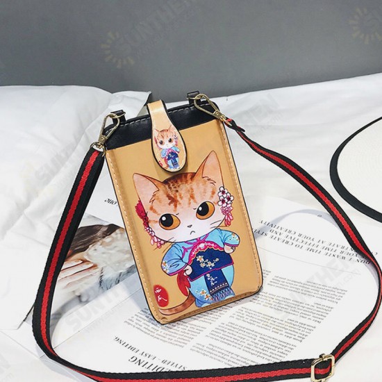 6.5 inch Causal Cartoon PU Leather Mobile Phone Storage Crossbody Bag