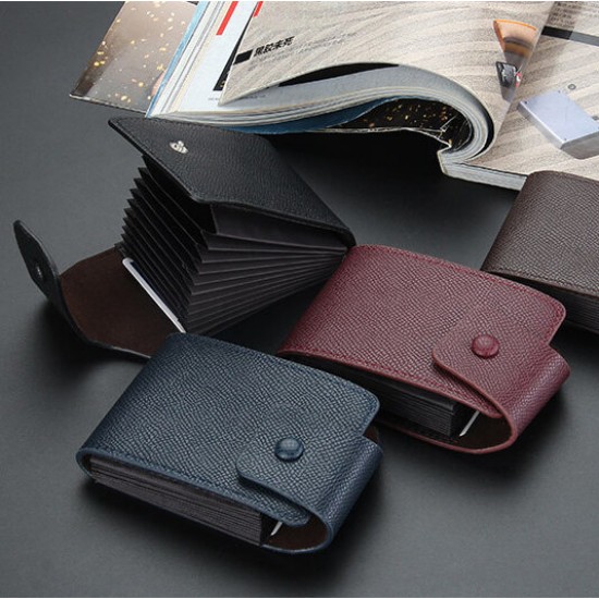 Business Large Capacity Multi-Card Slot PU Leather ID Card Coins Storage Bag Pack