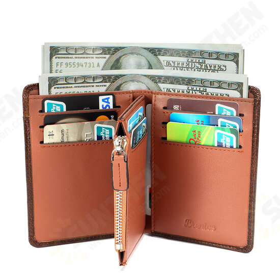 RFID Casual Business with Multi-Pocket Card Holders Oil Leather Short Wallet Coin Purse