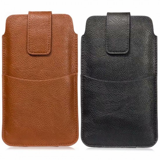6.4/5.5/5.2 inch Bussiness PU Leather Mobile Phone Money Coin Men Phone Bag Belt Waist Bag Sidebag Pack with Card Slot