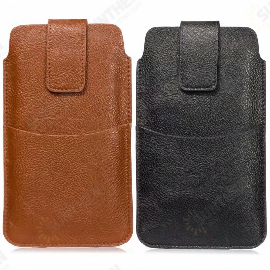 6.4/5.5/5.2 inch Bussiness PU Leather Mobile Phone Money Coin Men Phone Bag Belt Waist Bag Sidebag Pack with Card Slot