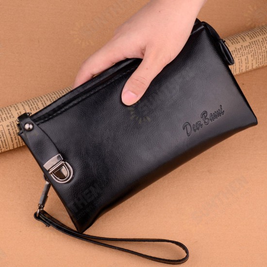 Casual Large Capacity PU Leather Men Long Wallets Clutch Hasp Phone Credit Card Wallet