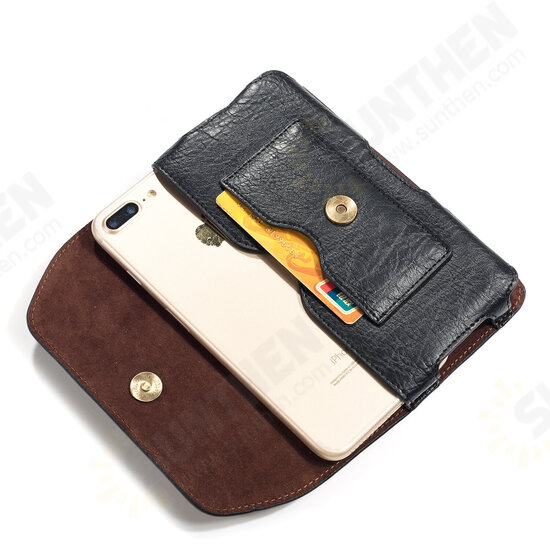 Casual Vintage Bussiness 6.4 inch Multifunctional with Card Slot PU Leather Mobile Phone Money Hiking Sport Men Phone Bag Belt Waist Bag Sidebag Pack