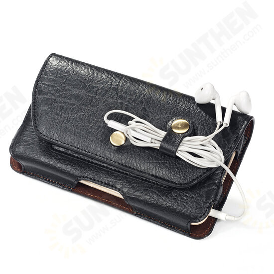 Casual Vintage Bussiness 6.4 inch Multifunctional with Card Slot PU Leather Mobile Phone Money Hiking Sport Men Phone Bag Belt Waist Bag Sidebag Pack