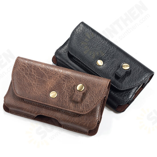 Casual Vintage Bussiness 6.4 inch Multifunctional with Card Slot PU Leather Mobile Phone Money Hiking Sport Men Phone Bag Belt Waist Bag Sidebag Pack