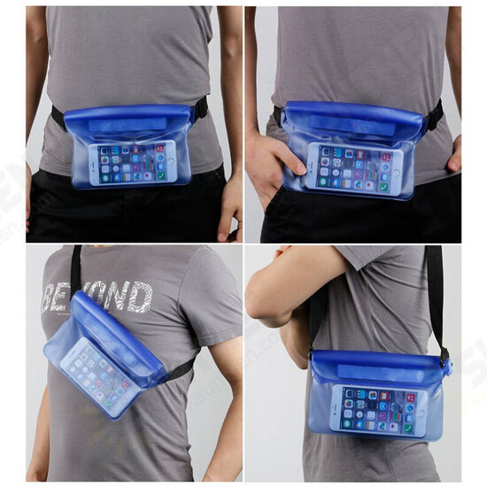 Universal Big Large Capacity Swimming Diving PVC Translucent Mobile Phone Watches Storage Waist Pouch Waterproof Bag