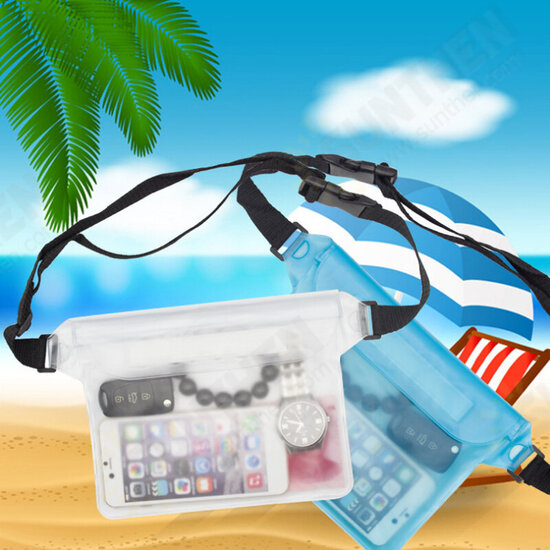 Universal Big Large Capacity Swimming Diving PVC Translucent Mobile Phone Watches Storage Waist Pouch Waterproof Bag