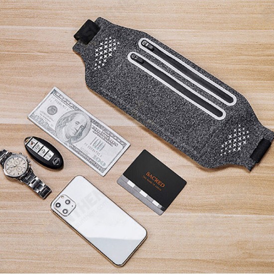Universal with Reflective Stripe Multi-pocket Waterproof Breathable Waist Bag Outdoor Sport Night Running Equipment Storage Bag Belt Bag with Headphone Hole Universal with Reflective Stripe Multi-pocket Waterproof Breathable Waist Bag Outdoor Sport Night Running Equipment Storage Bag Belt Bag with Headphone Hole