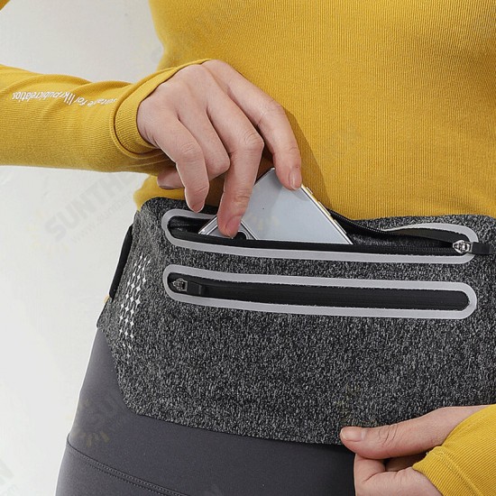 Universal with Reflective Stripe Multi-pocket Waterproof Breathable Waist Bag Outdoor Sport Night Running Equipment Storage Bag Belt Bag with Headphone Hole Universal with Reflective Stripe Multi-pocket Waterproof Breathable Waist Bag Outdoor Sport Night Running Equipment Storage Bag Belt Bag with Headphone Hole