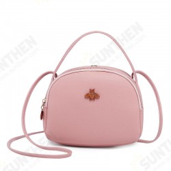 Women Leisure PU Leather Shoulder Bag Small Round Bag Crossbody Bag with Earphone Hole