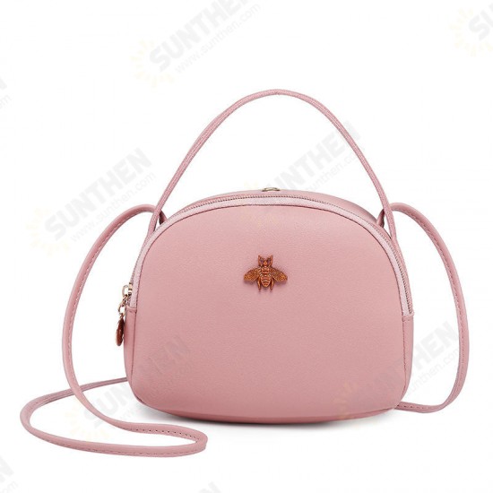 Women Leisure PU Leather Shoulder Bag Small Round Bag Crossbody Bag with Earphone Hole