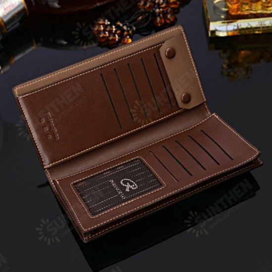 Business Casual Flip with Multi-Card Slot Pockets Men Foldable Long Wallet Clutch Bag Handbag