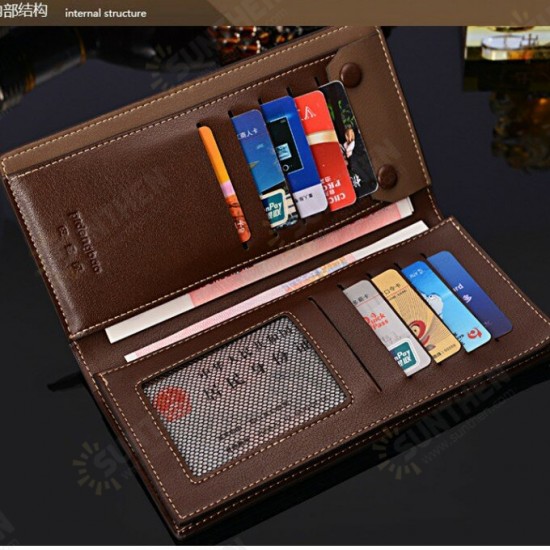 Business Casual Flip with Multi-Card Slot Pockets Men Foldable Long Wallet Clutch Bag Handbag