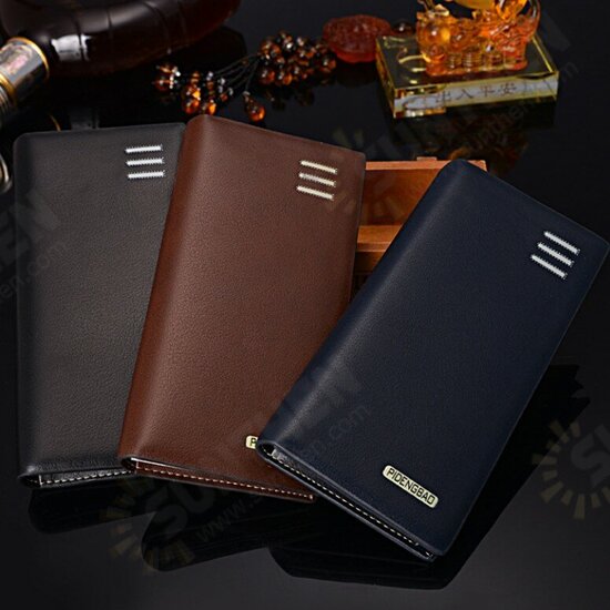 Business Casual Flip with Multi-Card Slot Pockets Men Foldable Long Wallet Clutch Bag Handbag