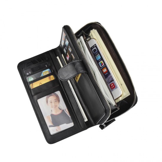 Business Casual Large Capacity Multi-Pockets Men Mobile Phone Wallet Handbag