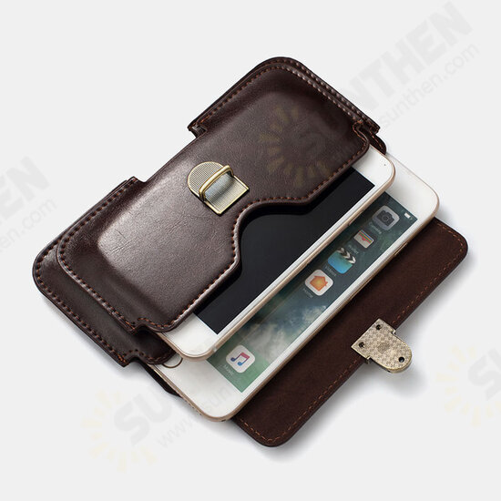 Business Casual Multi-Position PU Leather Mobile Phone Money Hiking Sport Men Phone Bag Belt Waist Bag Sidebag Pack