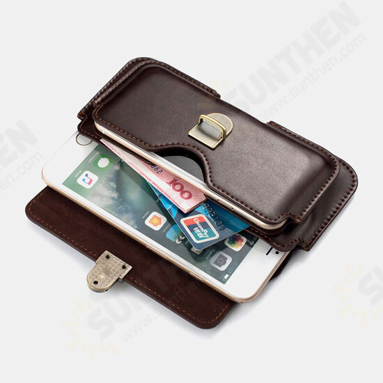 Business Casual Multi-Position PU Leather Mobile Phone Money Hiking Sport Men Phone Bag Belt Waist Bag Sidebag Pack