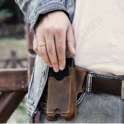 Casual Phone Bag with Card Slot Cowhide Leather Men Belt Waist Bag Sidebag Pack for iPhone 12 Series For Note 11P case 11 case BISON Global Bands case S96 Pro case Casual Phone Bag with Card Slot Cowhide Leather Men Belt Waist Bag Sidebag Pack for iPhone 12 Series For Note 11P case 11 case BISON Global Bands case S96 Pro case