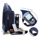 Casual Waterproof Nylon Large Capacity with Headphone Port Mobile Phone Pocket Men Chest Packs Shoulder Bag