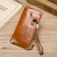 Casual Zipper with Multi-Card Slots Soft PU Leather Mobile Phone Bag Men Long Wallet Handbag