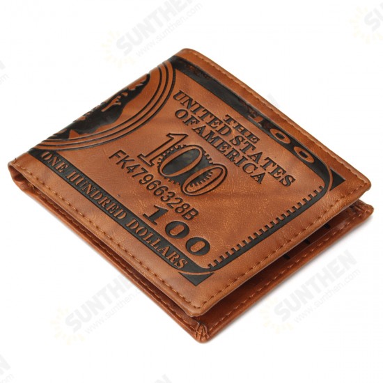Creative US Dollar Pattern Casual Flip with Multi-Card Slot Pockets Men Foldable Short Wallet Handbag