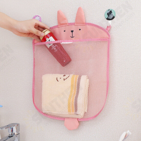 Cute Cartoon Large Capacity Hanging Organizer with Elastic Mesh Toiletry Storage Bag