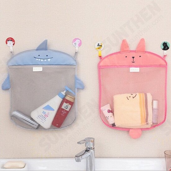 Cute Cartoon Large Capacity Hanging Organizer with Elastic Mesh Toiletry Storage Bag