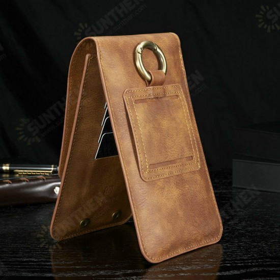 Casual Vintage Business 6.5 inch Folding Large Capacity with Multi-Card Slots Mobile Phone Wallet Waist Bag