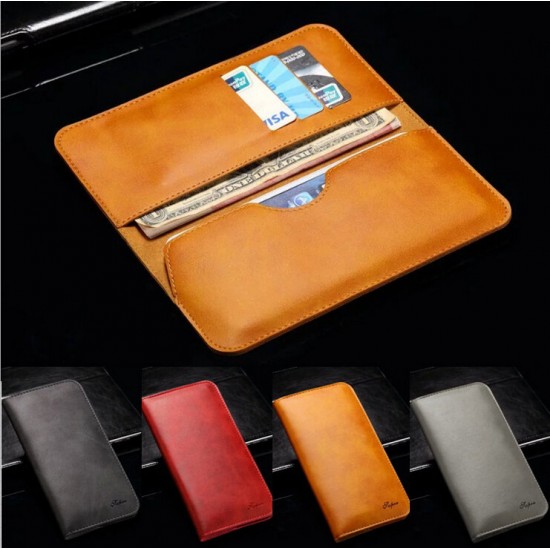 Dual Pocket Business Leather Clutch Bag Card Case Purse For 5.5 Inch iPhone 7 Smartphone