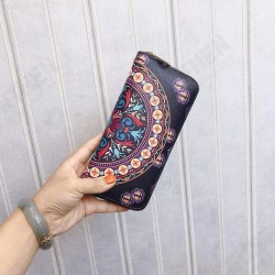 Ethnic Print Zipper Large Capacity Mobile Phone Coins Money Storage Wallet Purse Ethnic Print Zipper Large Capacity Mobile Phone Coins Money Storage Wallet Purse