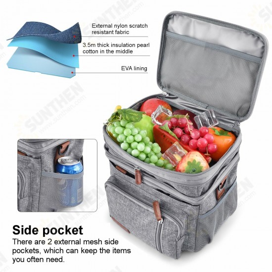 Expandable Large Capacity with Multiple Pockets Leak-proof Drinks Lunch Insulated Bag Picnic Storage Bag