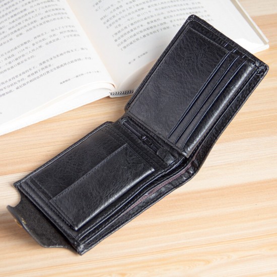 Fashion Casual Large Capacity with Card Slots Men PU Leather Men Short Phone Wallet Bag Coin Clutch Handbag