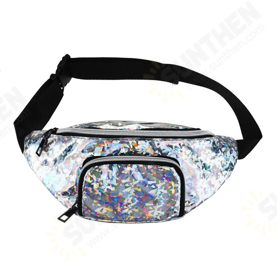 Fashion Casual Laser Glitter with Belt Unisex Phone Storage Waist Bag Coin Money Pouch Bag Messenger Bag