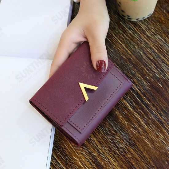 Fashion Casual V-Shaped Decorative Large Capacity Female Small Purse Card Holder