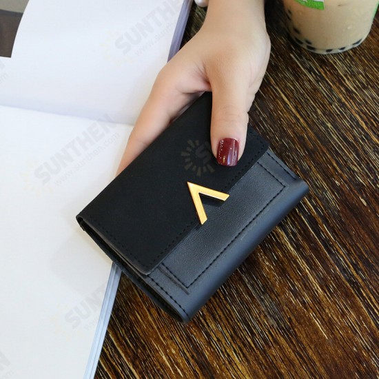 Fashion Casual V-Shaped Decorative Large Capacity Female Small Purse Card Holder