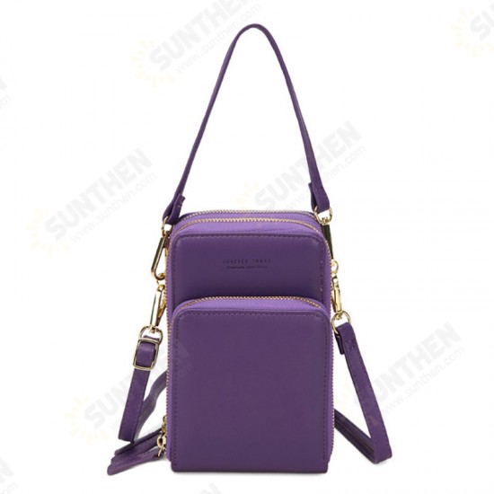 Fashion Casual Women Large Capacity Multi-Pockets Zipper Mobile Phone Storage Shoulder Crossbody Bag