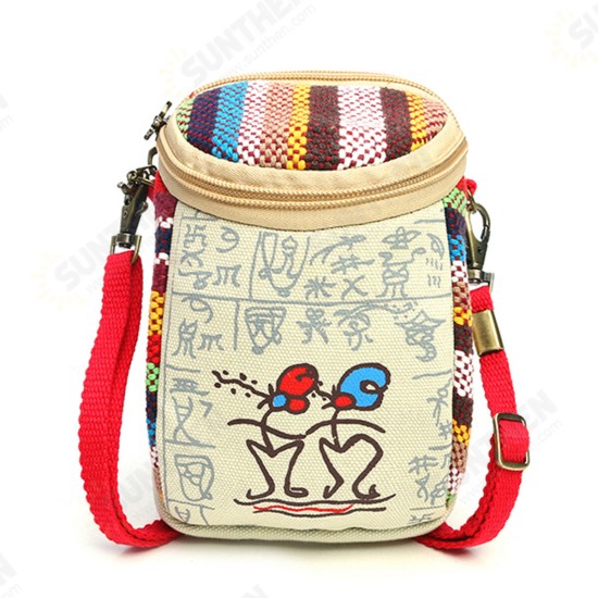 Fashion Ethnic Style Casual Mini Zipper Canvas Women Phone Bag Crossbody Bag Messenger Bag