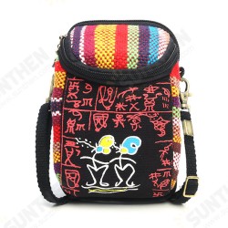 Fashion Ethnic Style Casual Mini Zipper Canvas Women Phone Bag Crossbody Bag Messenger Bag Fashion Ethnic Style Casual Mini Zipper Canvas Women Phone Bag Crossbody Bag Messenger Bag