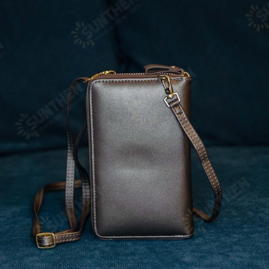 Fashion Multi-Pockets PU Leather Mobile Phone Women Shoulder Bag Crossbody Bag